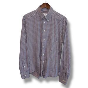 Eton Slim Fit Button Down Dress Shirt Size L 16.5 42 in Plaid